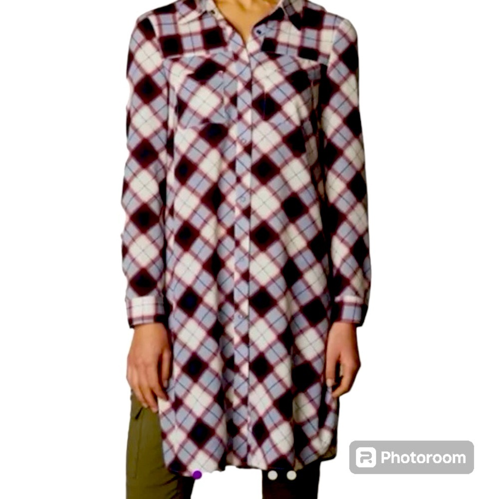 Prana Sz S Flint Maxi Top - Nautical Plaid